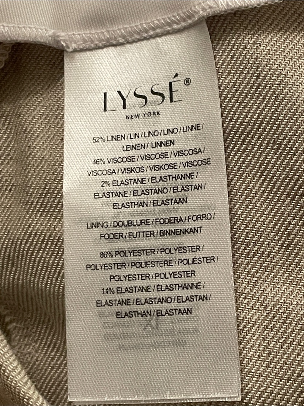 Lysse Wide-Leg Dress Pants in Light Beige Linen Blend. XL - Picture 8 of 10